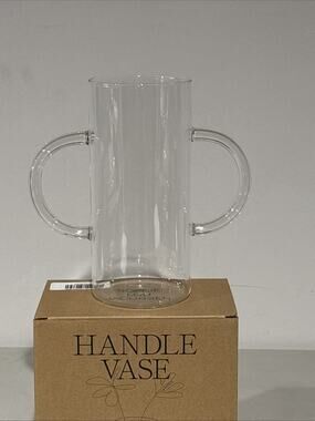 Sophie Lou Jacobsen Borosilicate Glass Handle Vase Flower - Clear, 32 fl oz -NEW